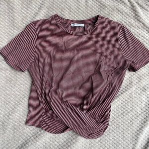 Zara Trafaluc S 100% cotton short sleeves cropped shirt with twist front detail